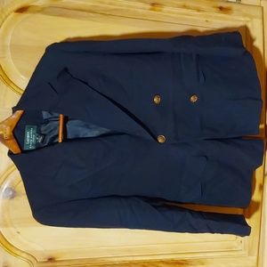 LAUREN RALPH LAUREN 100% WOOL BLAZER...SIZE 6P...NAVY BLUE N GOLD BUTTONS